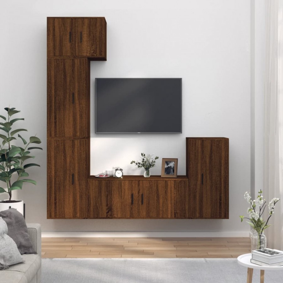 Ensemble de meubles TV 5 pcs Chêne marron Bois d'ingénierie