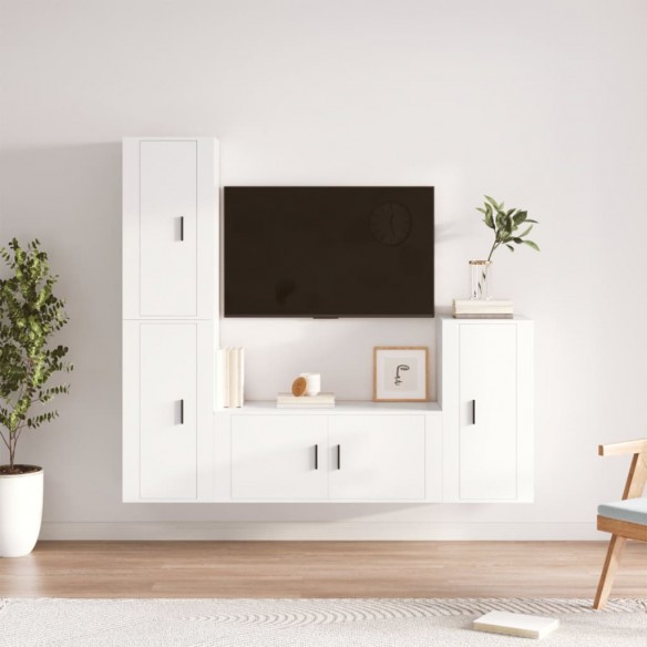 Ensemble de meubles TV 4 pcs Blanc Bois d'ingénierie