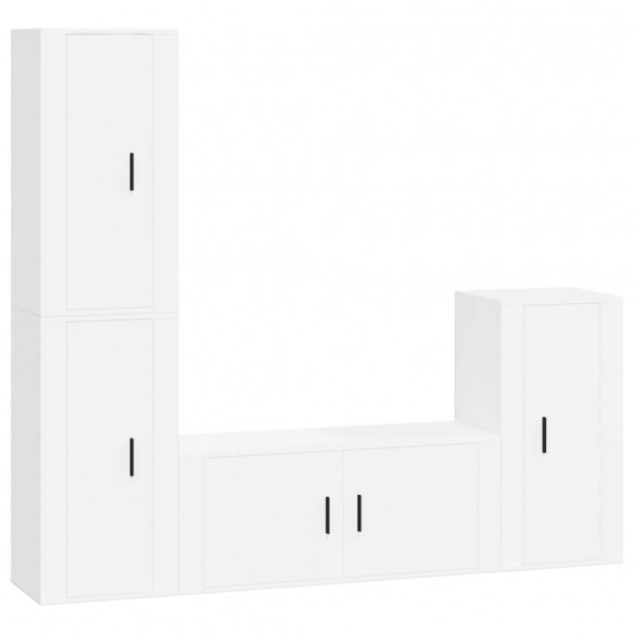 Ensemble de meubles TV 4 pcs Blanc Bois d'ingénierie