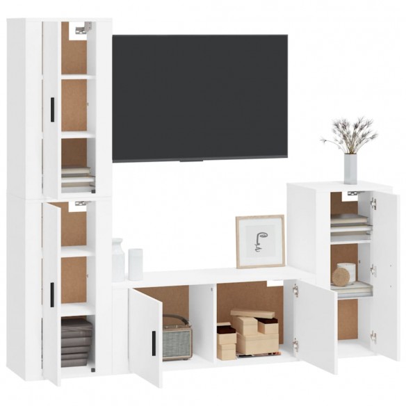 Ensemble de meubles TV 4 pcs Blanc Bois d'ingénierie