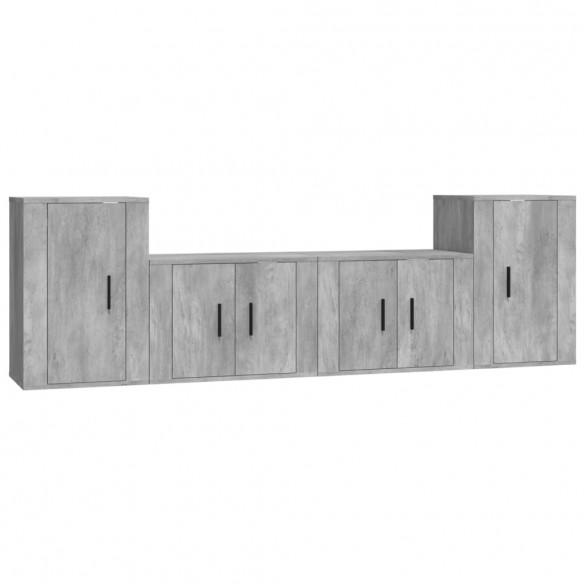 Ensemble de meubles TV 4 pcs Gris béton Bois d'ingénierie