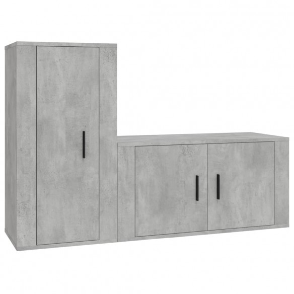 Ensemble de meubles TV 2 pcs gris béton bois d'ingénierie