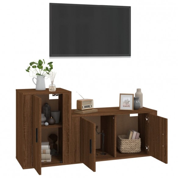 Ensemble de meubles TV 2 pcs Chêne marron Bois d'ingénierie