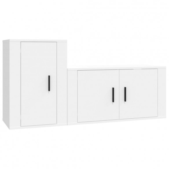 Ensemble de meubles TV 2 pcs Blanc Bois d'ingénierie