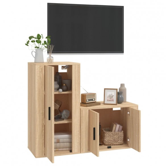 Ensemble de meubles TV 2 pcs chêne sonoma bois d'ingénierie