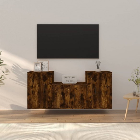 Ensemble de meubles TV 3 pcs Chêne fumé Bois d'ingénierie