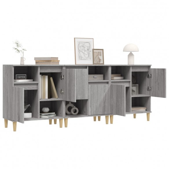 Buffets 3 pcs sonoma gris 60x35x70 cm bois d'ingénierie