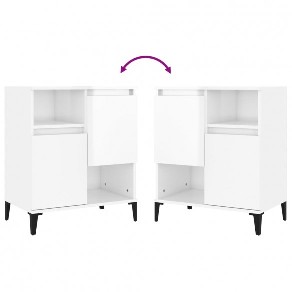 Buffets 2 pcs blanc brillant 60x35x70 cm bois d'ingénierie