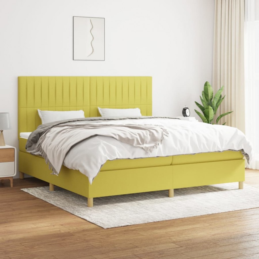 Cadre de lit avec matelas Vert 200x200 cm Tissu