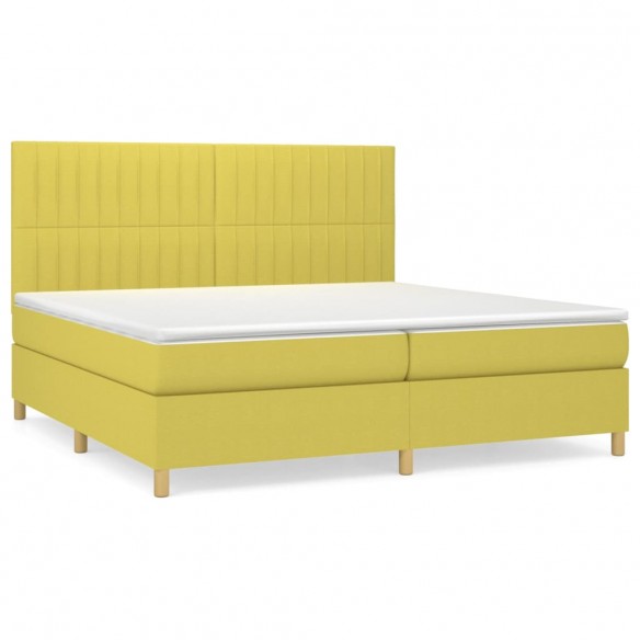 Cadre de lit avec matelas Vert 200x200 cm Tissu