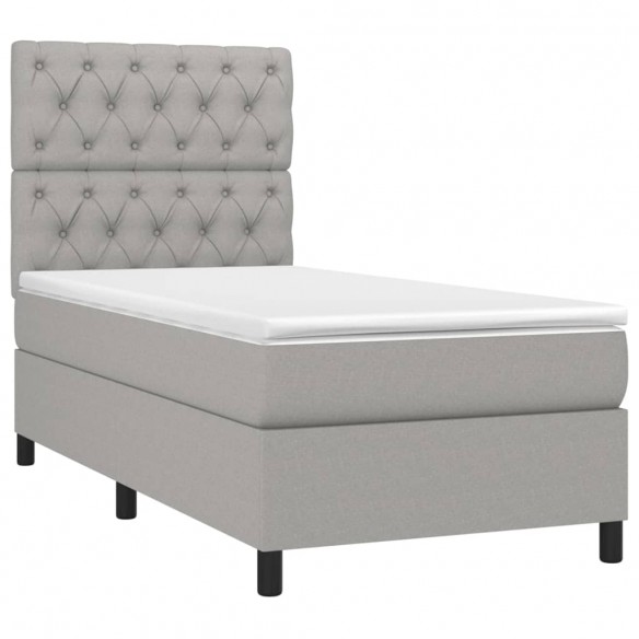 Cadre de lit avec matelas Gris clair 80x200 cm Tissu