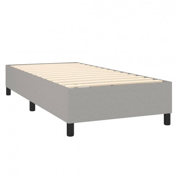 Cadre de lit avec matelas Gris clair 80x200 cm Tissu