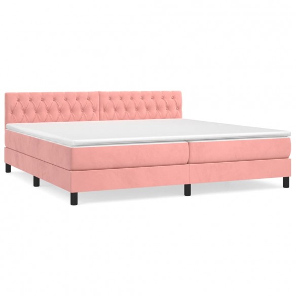 Cadre de lit avec matelas Rose 200x200 cm Velours