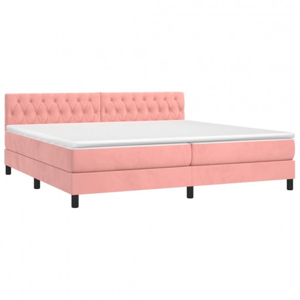 Cadre de lit avec matelas Rose 200x200 cm Velours