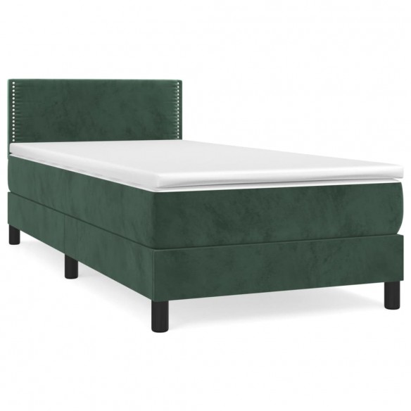 Cadre de lit avec matelas Vert foncé 100x200 cm