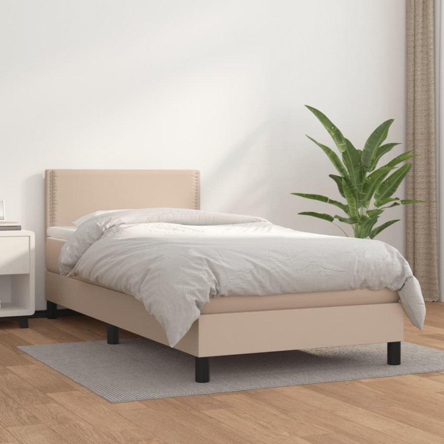 Cadre de lit avec matelas Cappuccino 100x200 cm