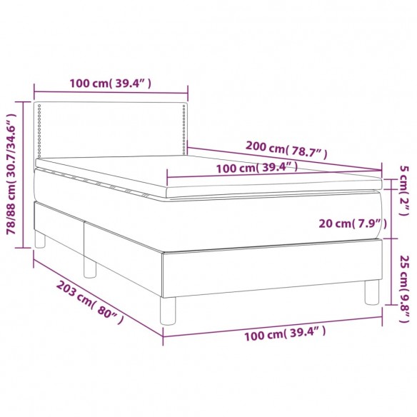 Cadre de lit avec matelas Cappuccino 100x200 cm