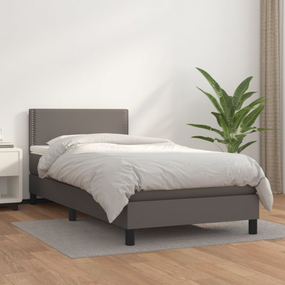 Cadre de lit avec matelas Gris 80x200 cm Similicuir