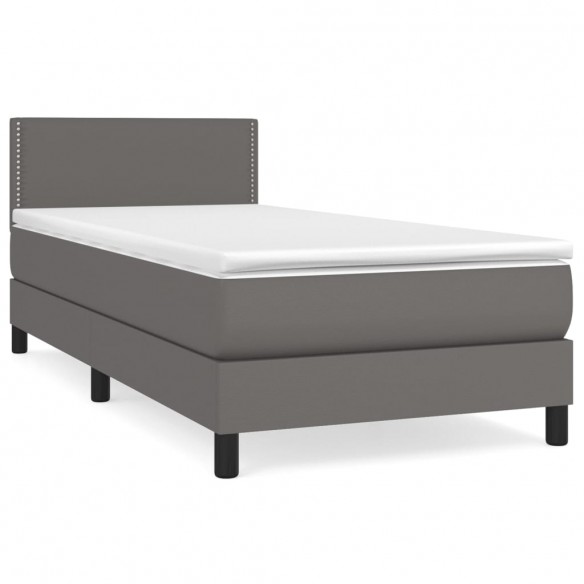 Cadre de lit avec matelas Gris 80x200 cm Similicuir