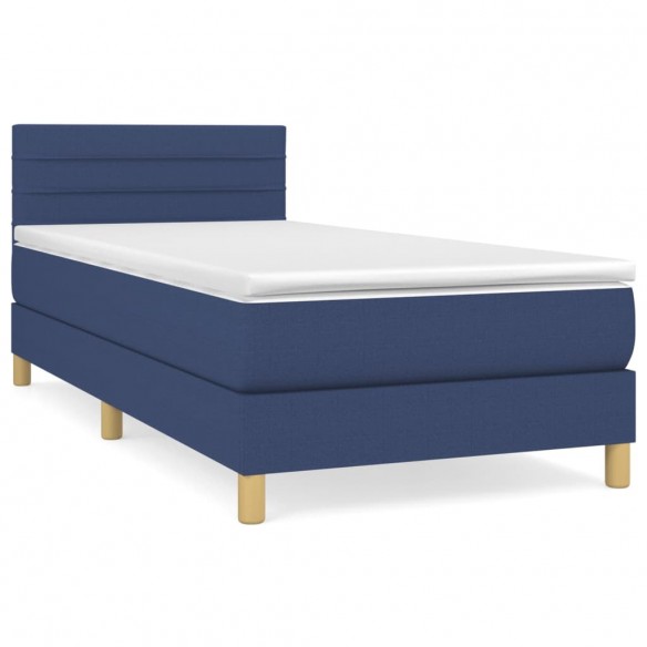 Cadre de lit avec matelas Bleu 80x200 cm Tissu