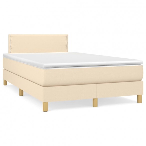 Cadre de lit avec matelas Crème 120x200 cm Tissu