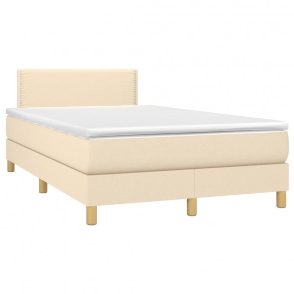 Cadre de lit avec matelas Crème 120x200 cm Tissu