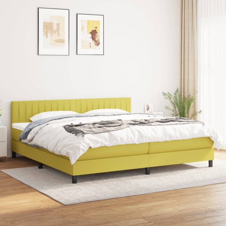 Cadre de lit avec matelas Vert 200x200 cm Tissu