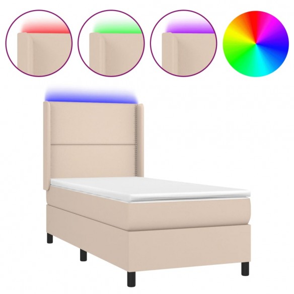 Cadre de lit matelas LED Cappuccino 80x200cm