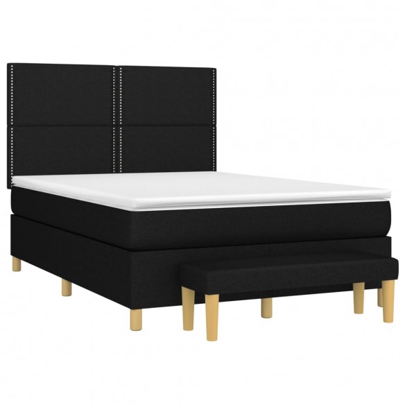 Cadre de lit avec matelas Noir 140x190 cm Tissu