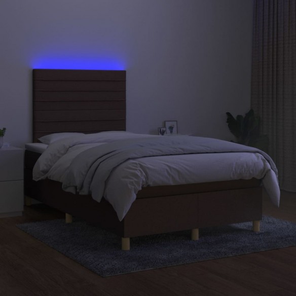 Cadre de lit matelas et LED Marron foncé 120x200 cm