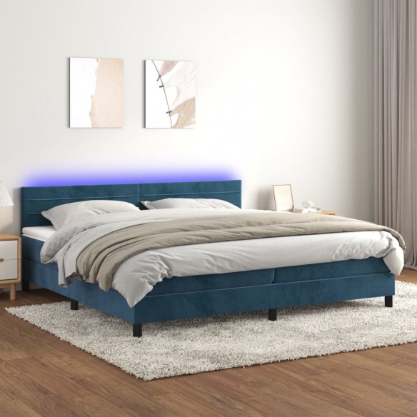 Cadre de lit avec matelas LED Bleu foncé 200x200 cm