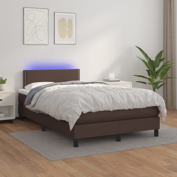 Cadre de lit avec matelas et LED Marron 120x200 cm