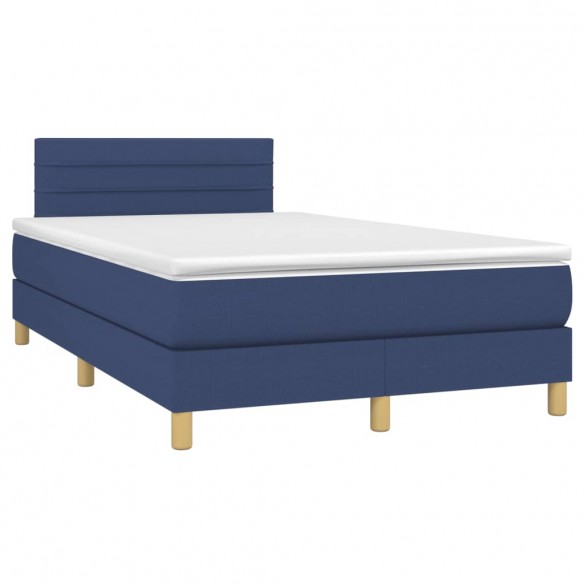 Cadre de lit avec matelas LED Bleu 120x200 cm Tissu