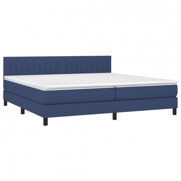 Cadre de lit et matelas et LED Bleu 200x200 cm Tissu