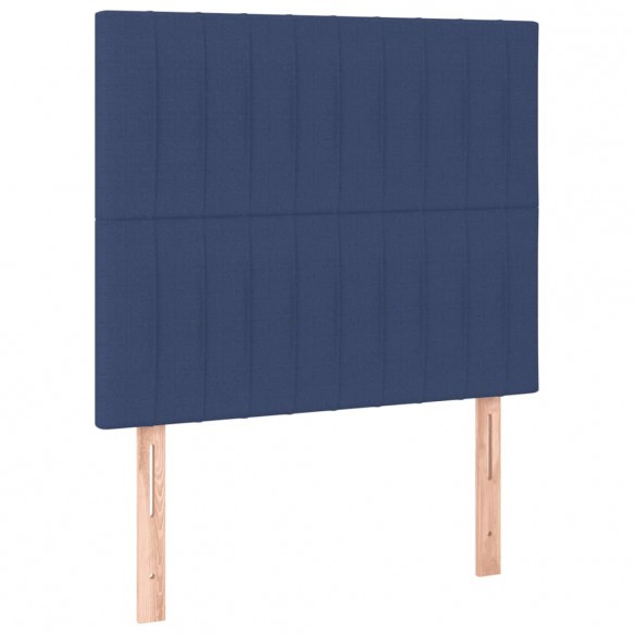 Cadre de lit avec matelas Bleu 100x200 cm Tissu