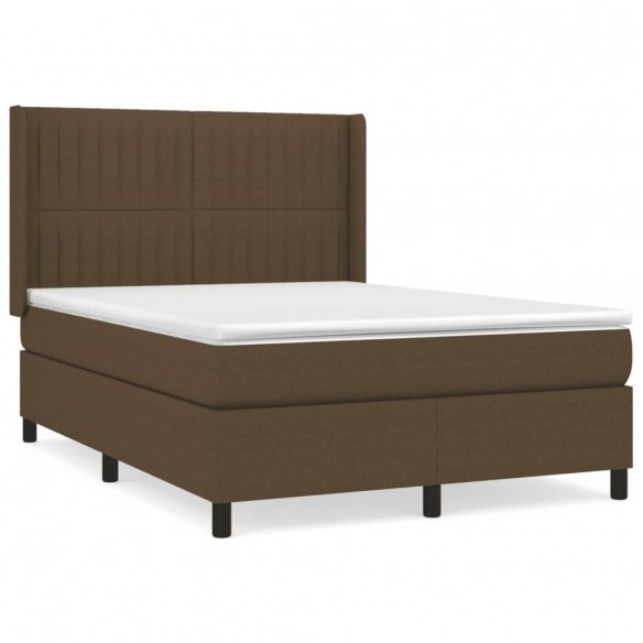 Cadre de lit avec matelas Marron foncé 140x190 cm