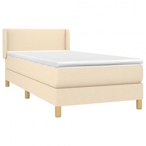 Cadre de lit avec matelas Crème 100x200 cm Tissu