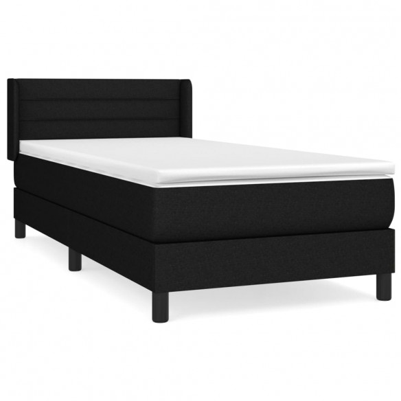 Cadre de lit et matelas Noir 80x200 cm Tissu