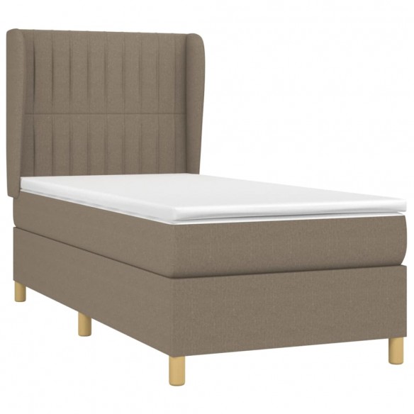 Cadre de lit avec matelas Taupe 100x200 cm Tissu