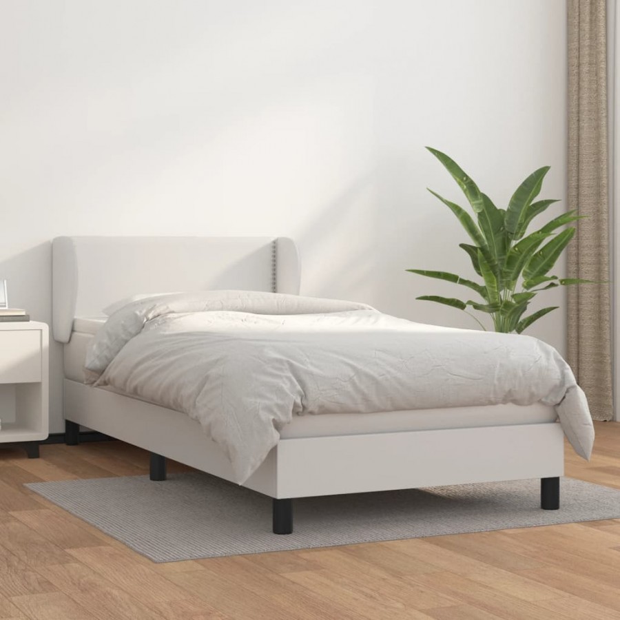 Cadre de lit avec matelas Blanc 90x190 cm Similicuir