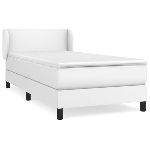 Cadre de lit avec matelas Blanc 100x200cm Similicuir