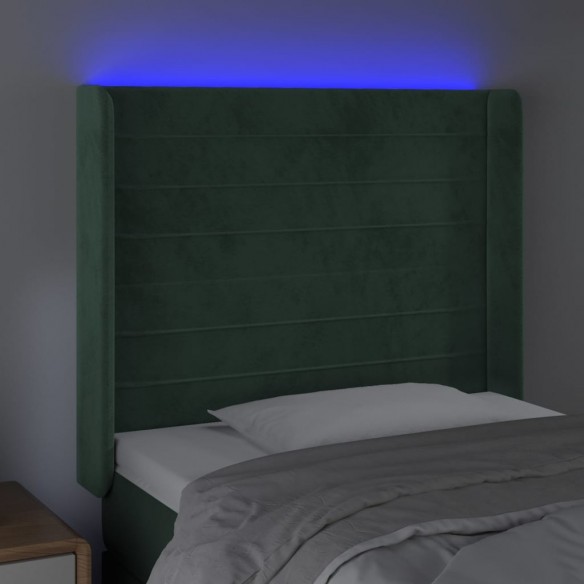 Tête de lit à LED Vert foncé 103x16x118/128 cm Velours