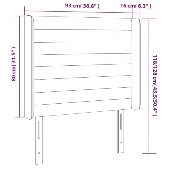 Tête de lit à LED Crème 93x16x118/128 cm Tissu