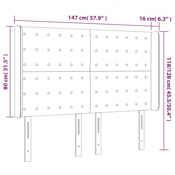 Tête de lit à LED Crème 147x16x118/128 cm Similicuir