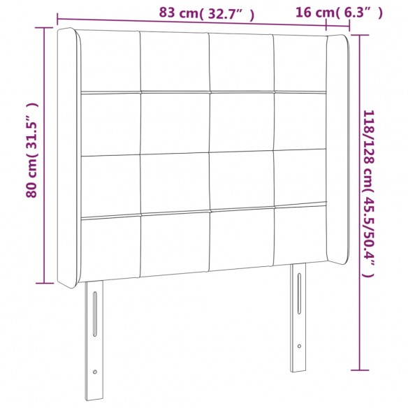 Tête de lit à LED Noir 83x16x118/128 cm Tissu