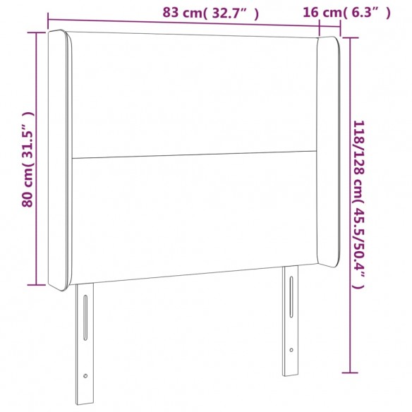 Tête de lit à LED Marron 83x16x118/128 cm Similicuir