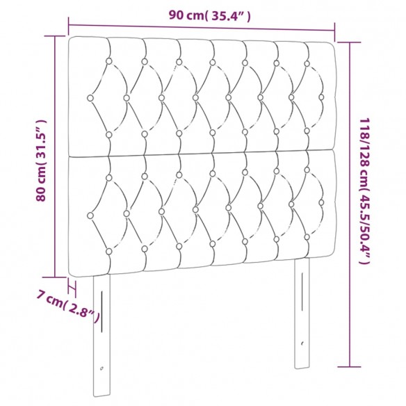 Tête de lit à LED Gris foncé 90x7x118/128 cm Tissu