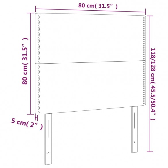 Tête de lit à LED Blanc 80x5x118/128 cm Similicuir