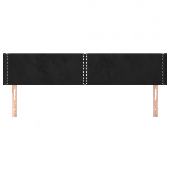 Tête de lit avec oreilles Noir 163x16x78/88 cm Velours