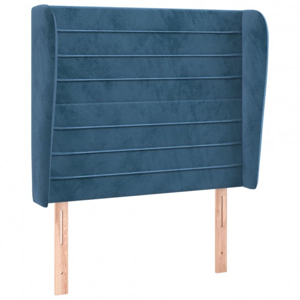 Tête de lit avec oreilles Bleu foncé 103x23x118/128 cm Velours